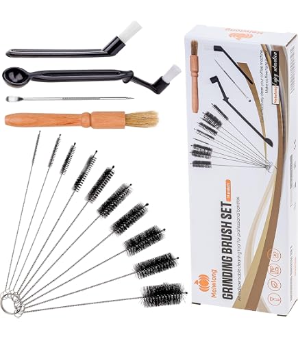 Brosse de nettoyage pour moulin à café, brosse en nylon pour machine à expresso, brosse à poils noirs en noyer avec cordon Brosse de nettoyage pour moulin à café, brosse en nylon pour machine à expresso, brosse à poils noirs en noyer avec cordon