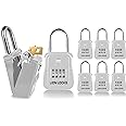 Lion Locks 1500 Key Lock Box with Code, Lockbox for Keys Outdoor, Realtor Lock Box for Short-Term Rentals, Holds 5 Keys (6 Pack, White)