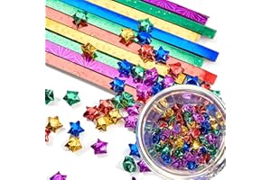Kigeli 1000 Sheets Paper Strips Foil Star Glitter Origami Stars Shiny Origami Paper for DIY Crafts Weaving Projects(Assorted Color,Stylish Style)