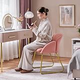 Yaheetech Velvet Tub Chair Pink with Golden Metal Legs Modern Accent Armchair view 2
