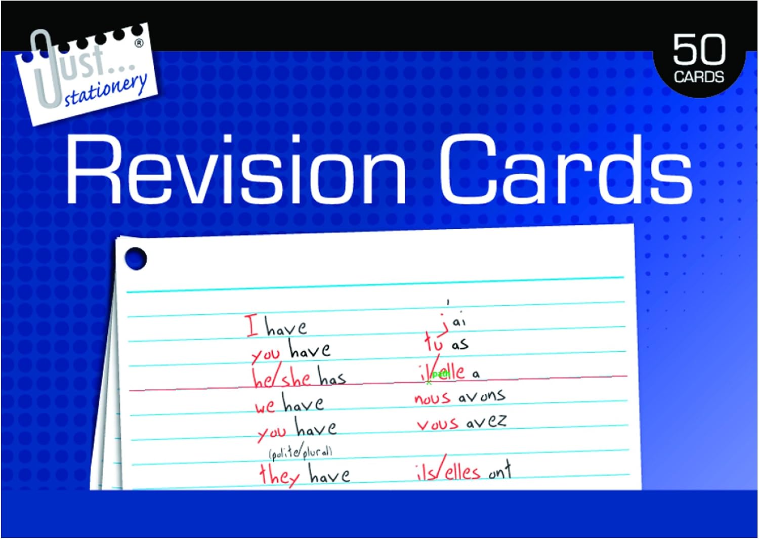 Just stationery 50 Revision Cards 10.5 x 15cm Double Sided, 6835, White, 10.5 x 15 cm