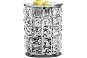 LEYOUE Wrought Iron Crystal Wax Melt Warmer Electric Oil Burner Wax Melt For Home, Kitchen, Living Room, Bedroom, SPA(Silver)