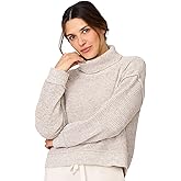 Cable & Gauge Women’s Cozy Relaxed Turtleneck Sweater with Soft Heathered Texture