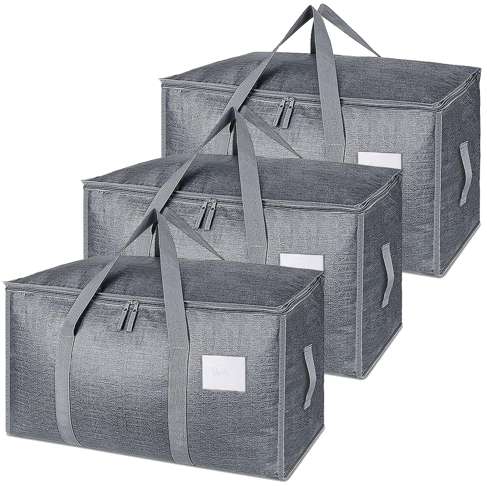 3 Pack Moving Bags and Storage Bags - 90L Heavy Duty Moving Boxes with Reinforced Bottom & Wrap-Around Handles, Tear-Resistant Reusable Storage Bins for Home, College Dorm Clothes Bedding Duvet Toys