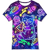 SunFocus Kids Funny Graphic Polyester Colorful T Shirt for Boys Girls Size 4-14