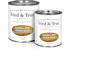 Tried & True Golden Oak Stain & Finish, Pint - Linseed Oil Wood Stain, Perfect for Home Improvement, Furniture, & Kitchen Wood Projects, Natural Wood Stain & Oil Finish, Pigmented Danish Oil