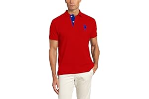U.S. Polo Assn. Men's Short-Sleeve Polo Shirt with Applique, Casual Summer Slim Fit Polo Shirt with Contrast Color