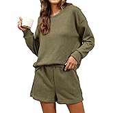 ZMJ Waffle Knit Pajamas for Women 2 Piece Sweatsuit with Pockets