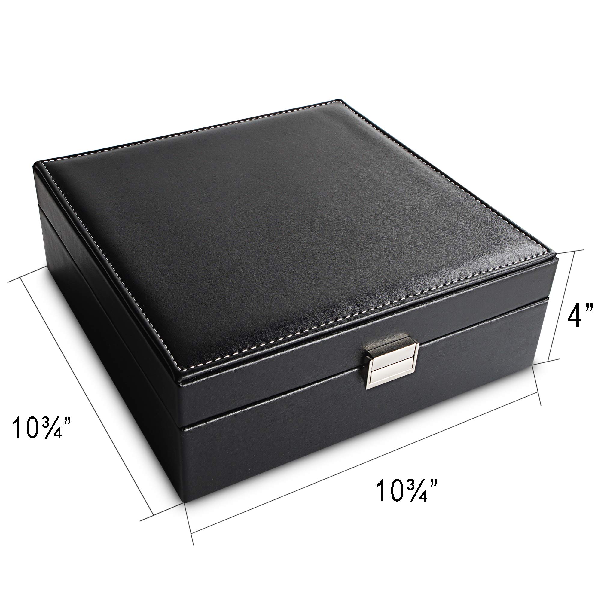 Frebeauty Earring Holder Organizer, 50 Slots Earring Organizer,2 Layer Jewelry Box for Earrings and Necklace,PU Jewelry Organizer,Jewelry Organizers and Storage(Black)
