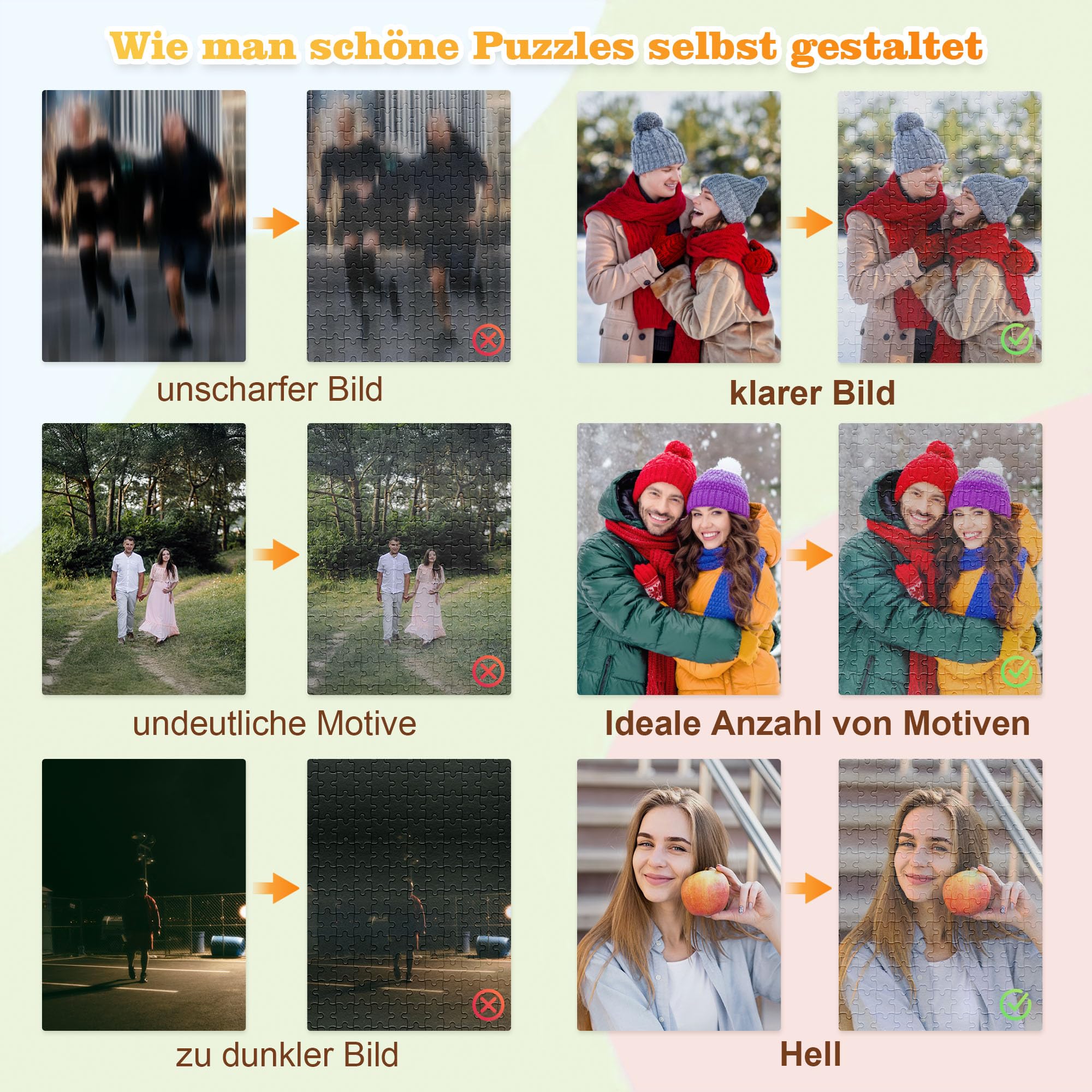 Easycosy Personalisiertes Puzzle mit eigenem Foto - 1000/500/300 Teile: Gestalte selbst Puzzle mit Bild Fotopuzzle - personalisierte Geschenke für Kinder Frauen Freundin Paare Partner zum Geburtstag 3