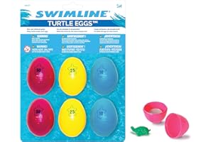 SWIMLINE Dive Turtle Eggs Toys 6-Pack Weighted Catch And Retrieval Game Crack Open For Gift For Swimming Pool & Bath Tub For Kids Multi Color Rings Underwater Dive Practice Education Learn