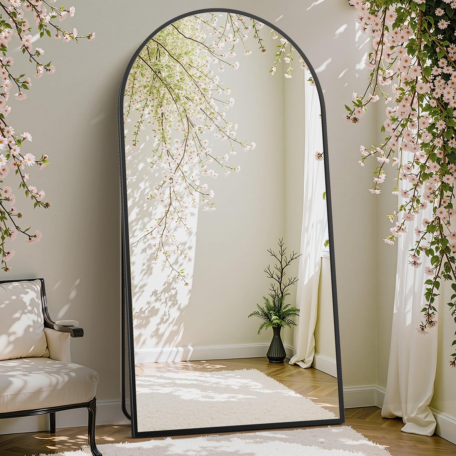 DUMOS 70.4"x25.6" Arched Full Length Mirror with Stand, Body Floor Mirror