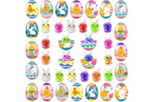 Holydeck 24 Pack Prefilled Easter Eggs with Squeeze Toys, Multicolored Easter Stress Balls, Great for Adult Easter Basket Stuffers and Party Favors