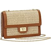 KKXIU Women Straw Crossbody Bag Summer Shoulder Bag Beach Handbag Vegan Leather Purse