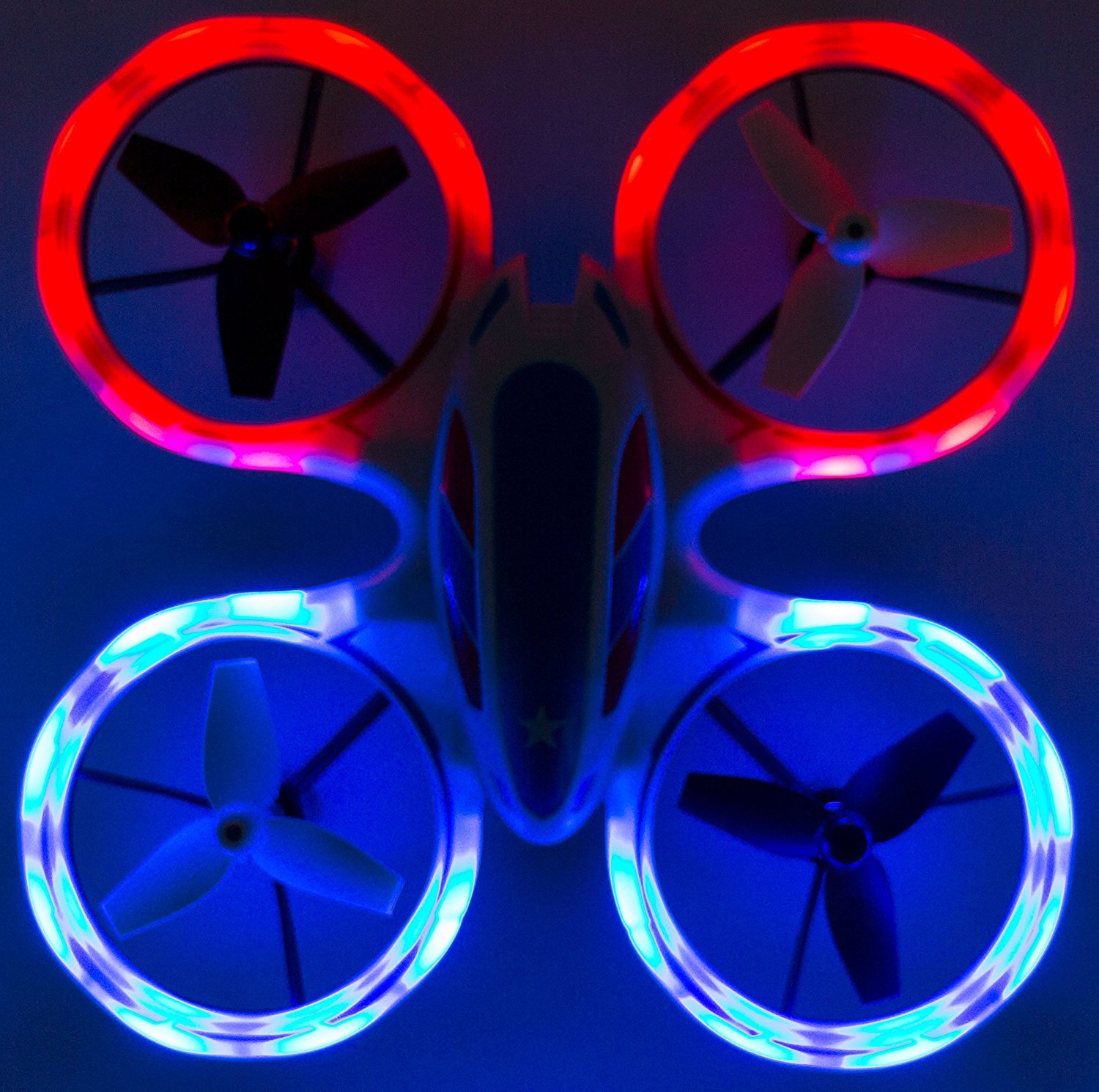 Wonder Chopper Sky Patroller Mini LED Stunt Drone RC Quadcopter Red and Blue w/ 360 Flip: 2.4GHz, 4 CH, Landing Pad Included, Crash Proof, for Kids Friendly, Beginner Friendly