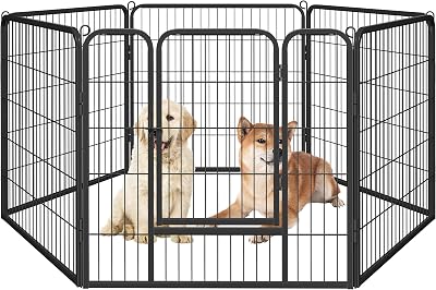 Yaheetech 6 Panel Dog Playpen Heavy Duty Outdoor Exercise Fence 80cm High