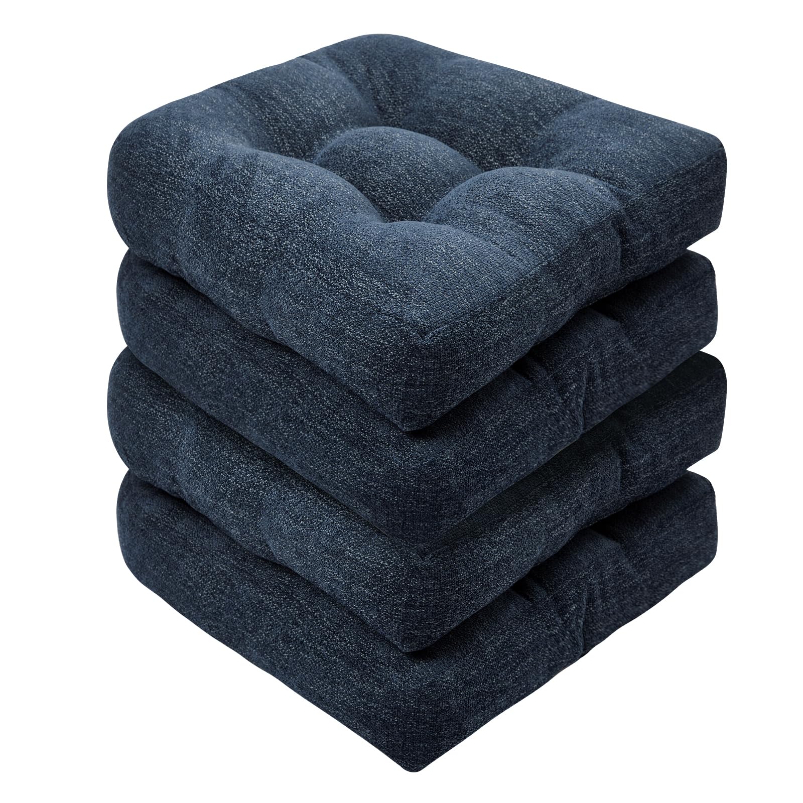 Photo 1 of ***STOCK PHOTO FOR REFERENCE ONLY***Basic Beyond Chair Cushions for Dining Chairs, Non-Slip Chair Pads, Thick Seat Cushions for Dining Room Chairs, Kitchen Chair Cushions Set of 4, 17" x 17" x 4", Navy
