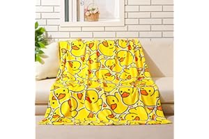 SmoothNovelty Cute Rubber Duck Throw Blanket All Season Cartoon Decorative Fleece Blankets Ducky Soft Cozy Flannel Carpet for Bed Chair Car Sofa Couch Bedroom(Yellow,50" X 60")