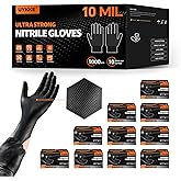UYKKE HEAVY DUTY 10 Mil Nitrile Gloves Disposable Rubber Cooking Gloves Industrial Raised Diamond Texture,Latex Free 1000PCs