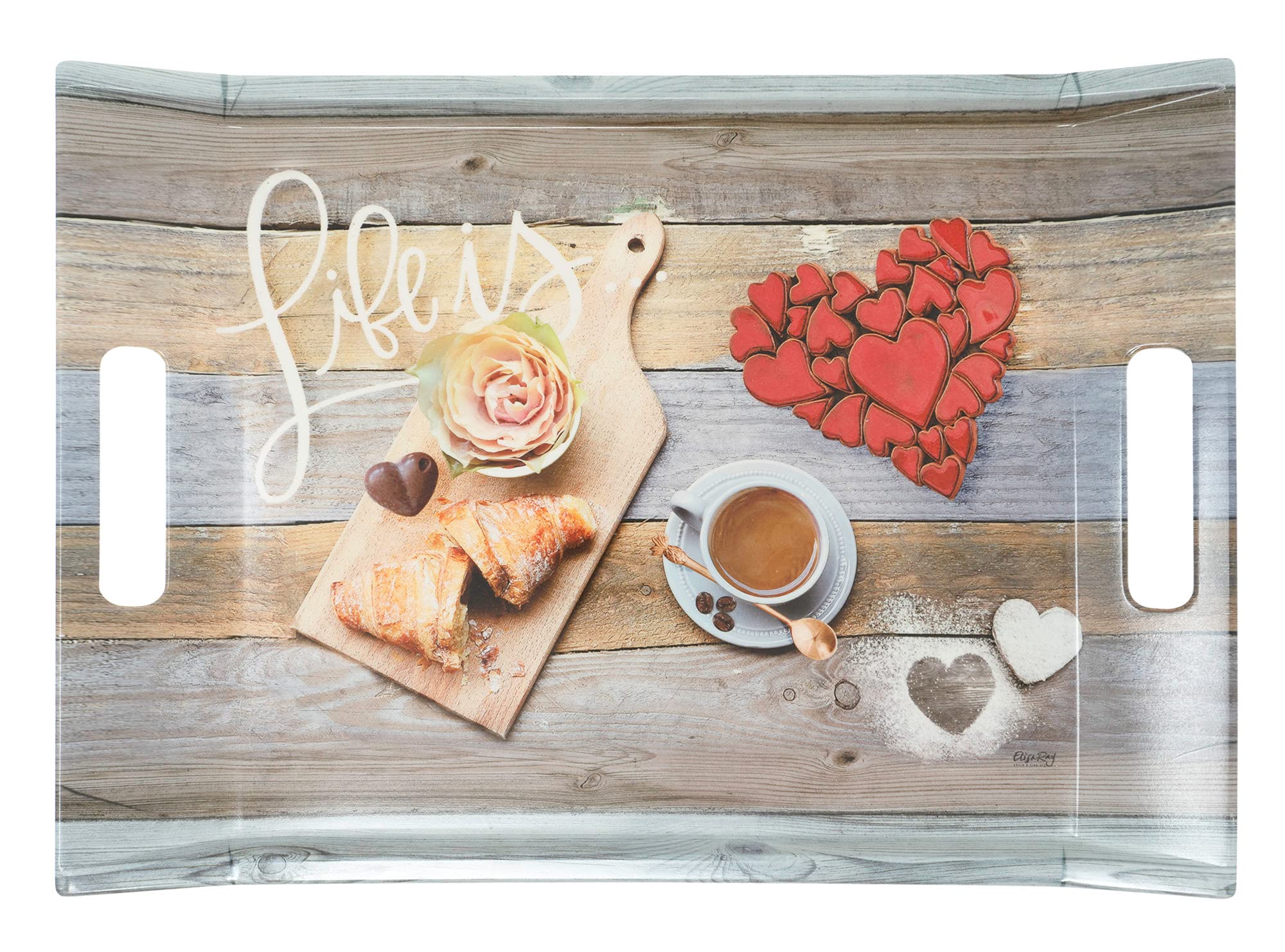Lashuma Plastic Rectangular Serving Tray 38 x 27 cm Multi-colored Breakfast Tray with Handles