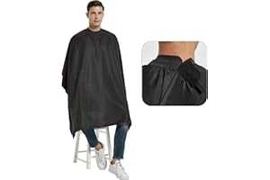 PERFEHAIR Salon Hair Cutting Cape with Soft Silicon Neck Collar, Professional Anti-static Barber Cape for Shampoo, Haircut and Styling-Black-53 x 57 inches