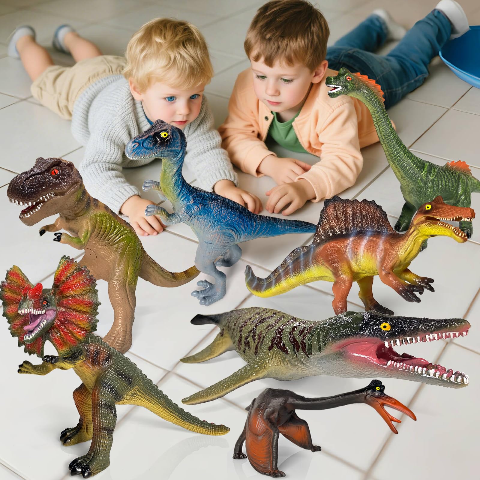 Gzsbaby Dinosaur Toys for Kids 3-5 – 7 PCS Realistic Large Dinosaur Figures Soft Jumbo Dino Toy for Boys & Girls 5-7 Years Old – Toddler Boy, Animal Dino Toys