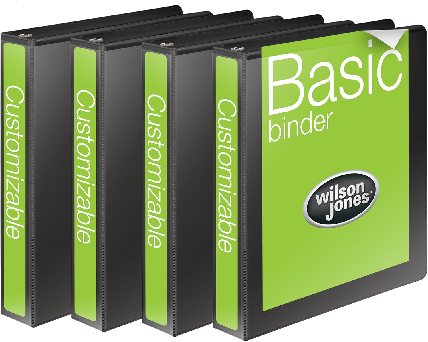 Wilson Jones 1 Inch 3 Ring Binder, Basic Round Ring View Binder, Black, 4 Pack (W70362-14BPP) : Office Products