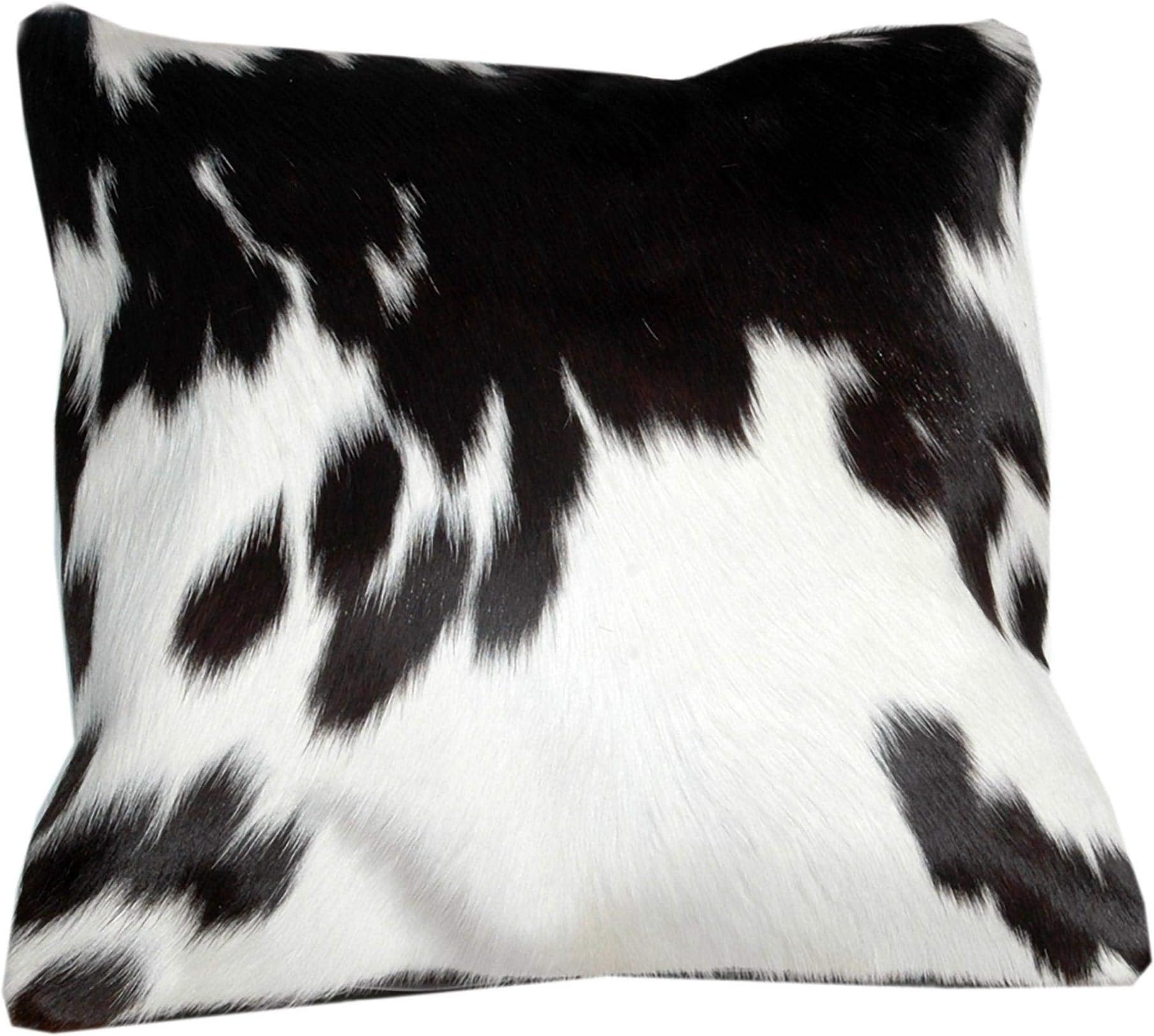 Celestial Leather London Natural Cowhide Luxurious Hair On, Black & White Cushion/Pillow Cover (15''x 15'') 965