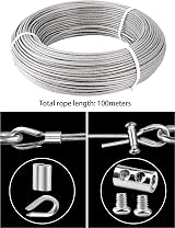 TooTaci 3mm Wire Rope Kit 100M PVC Coated Stainless Steel Cable M3 Thimbles view 3
