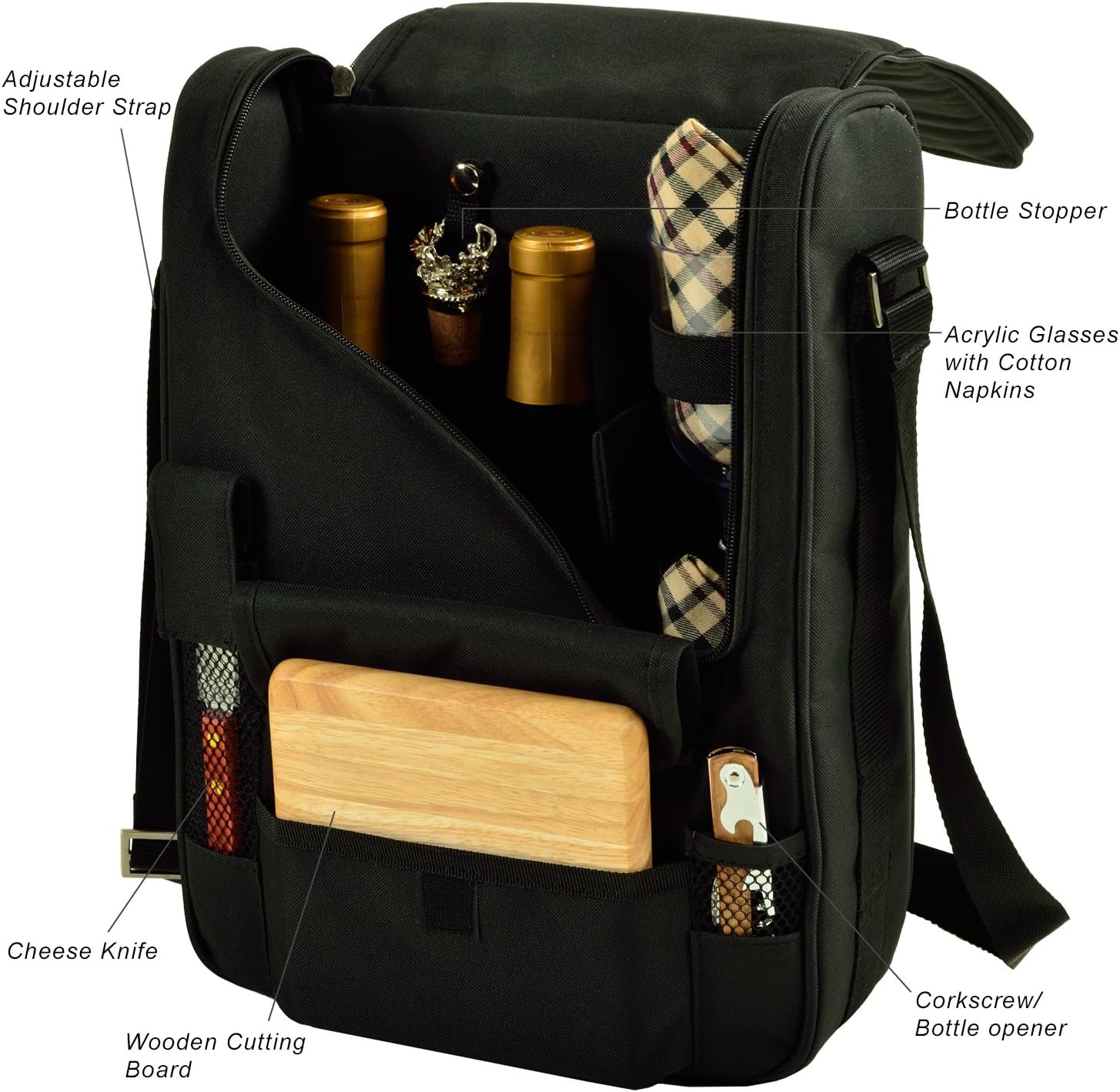 wine cooler bag with glasses