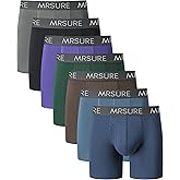 MrSure Men's Underwear Boxer Briefs Multipack with Breathable Moisture-Wicking Comfort and Assorted Colors (7 Pack)
