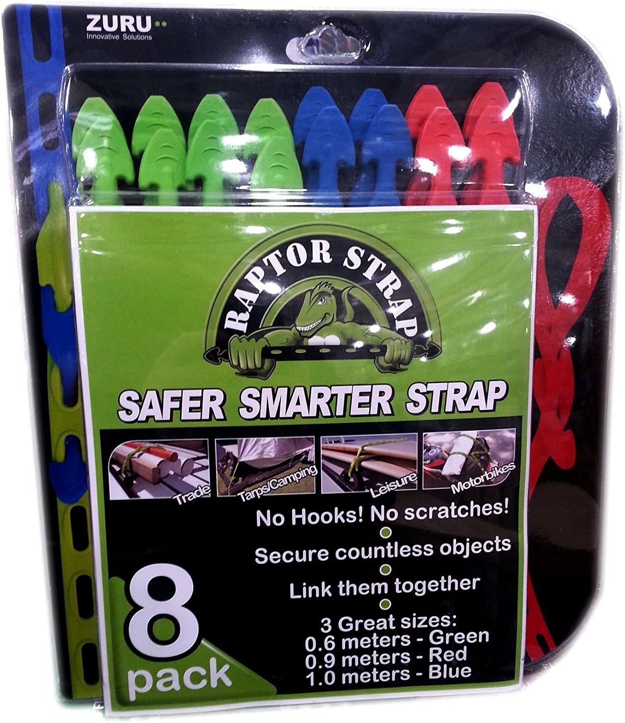 8 Pack Raptor Straps ZURU Secure Fasteners. Motorcycle Panniers,Roof