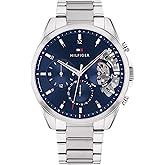 Tommy Hilfiger Men's Watch – Quartz Multifunction, 44 mm Stainless Steel Case, Skeleton Dial, Link Bracelet – Dress Watch for Men