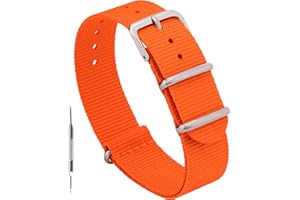 BENCHMARK BASICS Benchmark Nylon Watch Band - Waterproof Ballistic Nylon One-Piece Military Watch Straps for Men & Women - Choice of Color & Width - 18mm, 20mm, 22mm or 24mm