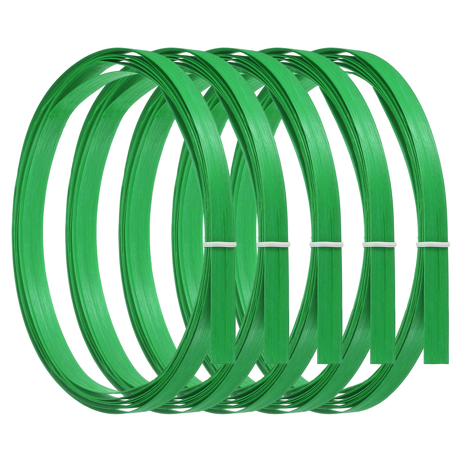 PATIKIL Bamboo Strips for Weaving 7/16" x 10 Ft, 5 Pack Thin Flat Wicker Rattan Cane Reed for Making Basket Webbing DIY Crafts, Green