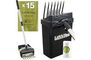 Neater Pet Brands Lift N’ Bag 2.0 Dog Pooper Scooper with Bag Attachment & 27" Pole for Small to Large Dogs, New & Improved Design, 15 Refill Bags, Heavy Duty Dog Poop Scooper for Yard, One-Hand Use