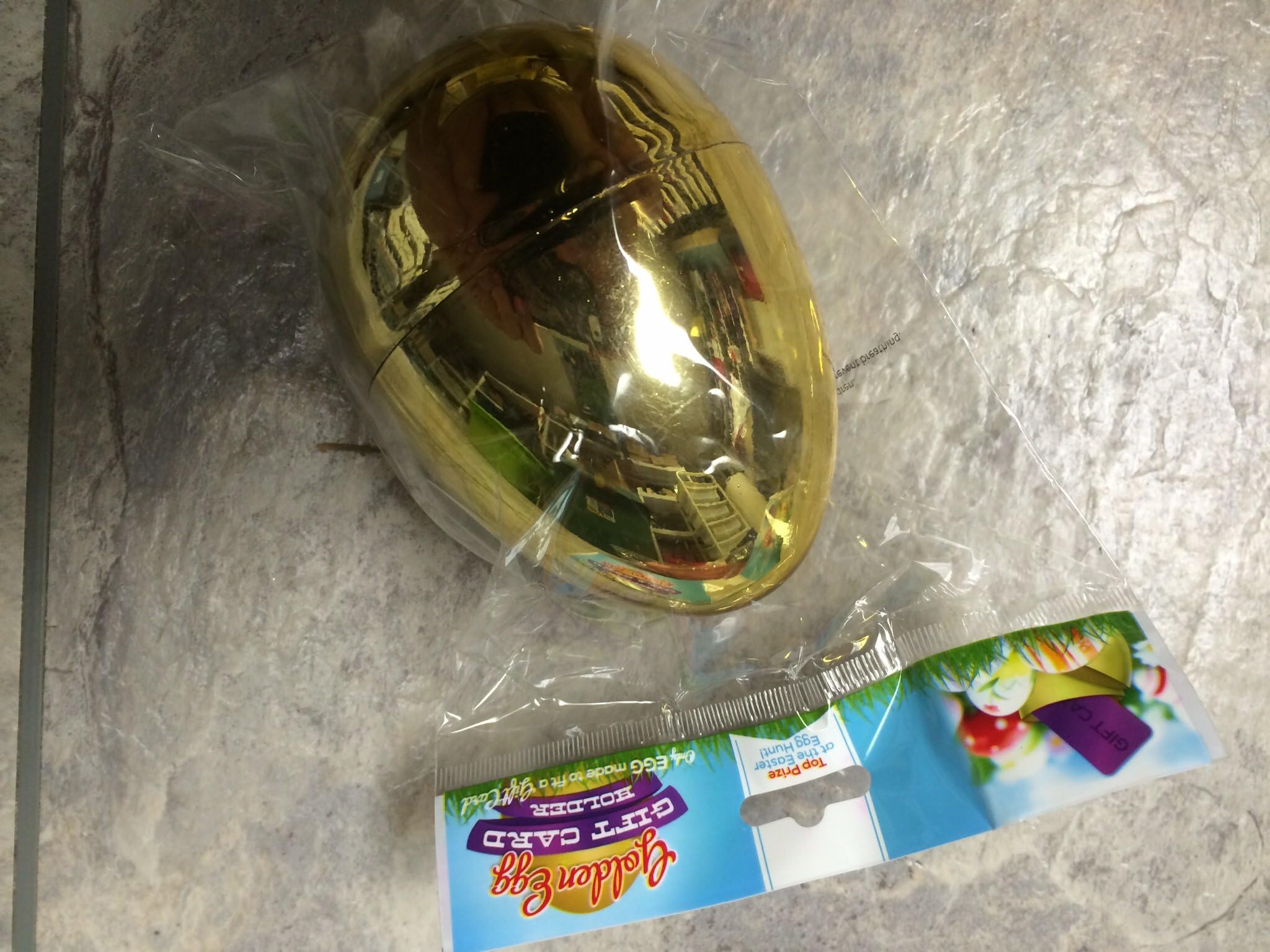 Golden Egg Gift Card Holder Top Prize Egg Hunt Large Golden Shiny Plastic Egg