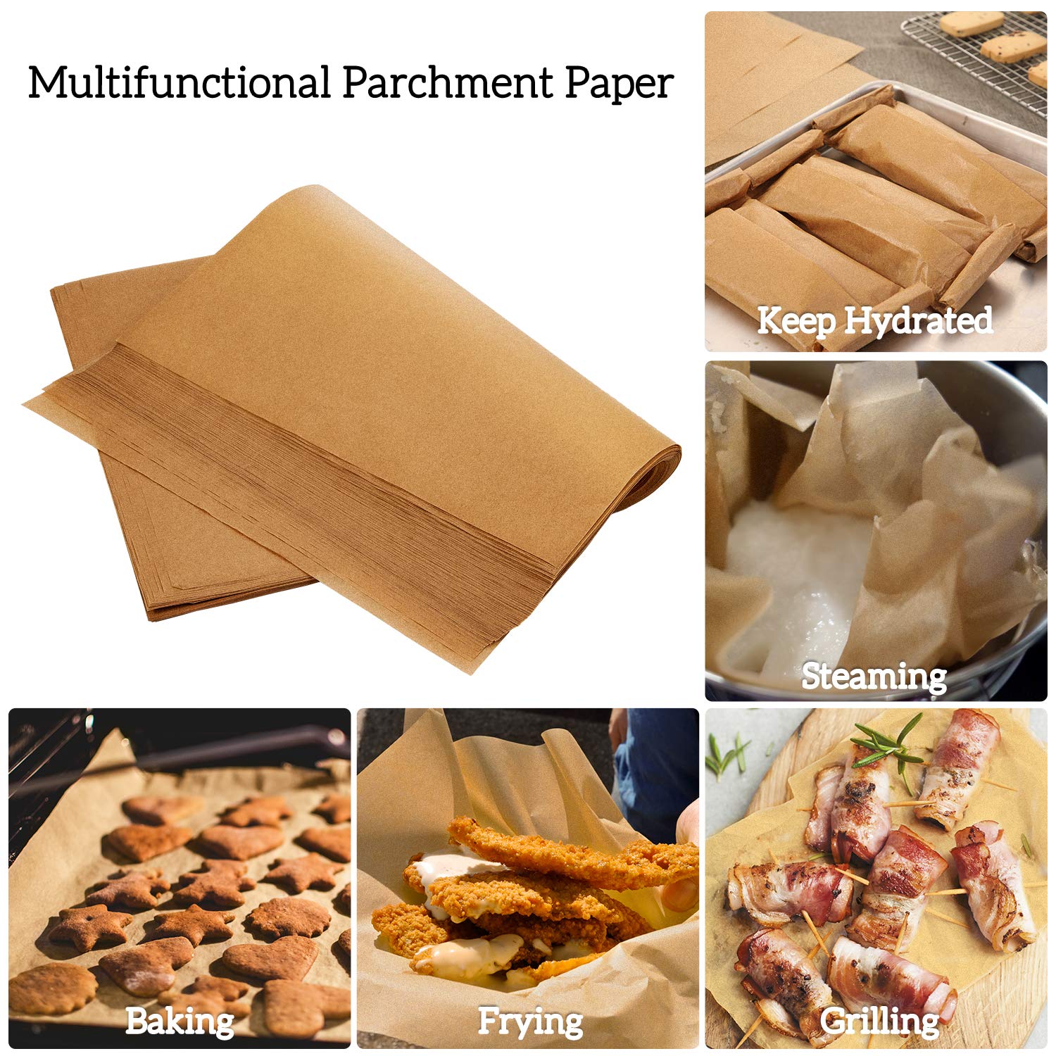 Grilling Air Fryer and Steaming Hiware 200 Pieces Parchment Paper