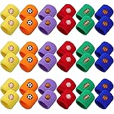 36 Pieces Sports Party Favors Sports Wristbands Kids Sports Themed Birthday Party Supplies Wrist Sweat Bands Colored Wristbands in 6 Colors and 4 Designs for Kids Sport Party Birthday Party Supplies