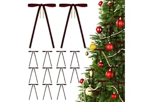 KINGLAKE 24 Pcs Burgundy Velvet Bows Vintage Rustic Velvet Ribbon Bows Ornaments for Christmas Tree Garland Wreaths Gift Wrapping Holiday Decor Indoor and Outdoor 3/8'' Wide, 5 x 7 inch