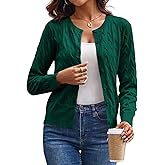 GRACE KARIN Womens Long Sleeve Button Up Cable Knit Cardigan Lightweight 2026 Crewneck Button Down Sweaters for Women