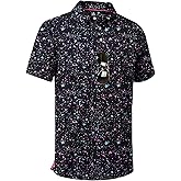ZITY Mens Golf Shirt Short Sleeve Moisture Wicking Performance Daily Casual Print Patterns Collared Golf Polo Shirts for Men