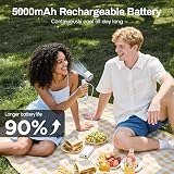 Dnenellr Handheld Fan 2025 5000mAh USB LED Display 3-Speed Portable White view 3