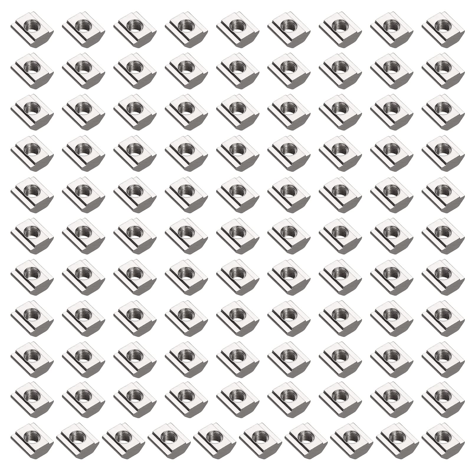 EYPINS 100 Pcs Galvanized T-Nut T-Track Sliding Nut 2020 Aluminium Profile Connectors with M5 thread Nut Metal Profile 6mm Slot Nuts for DIY Projects 3D Printer