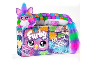 Furby DJ Furby Interactive Toy, Neon Star, Snuggly Electronic Plush, Music, Lights, Motion, & Games, Speaks English & Furbish