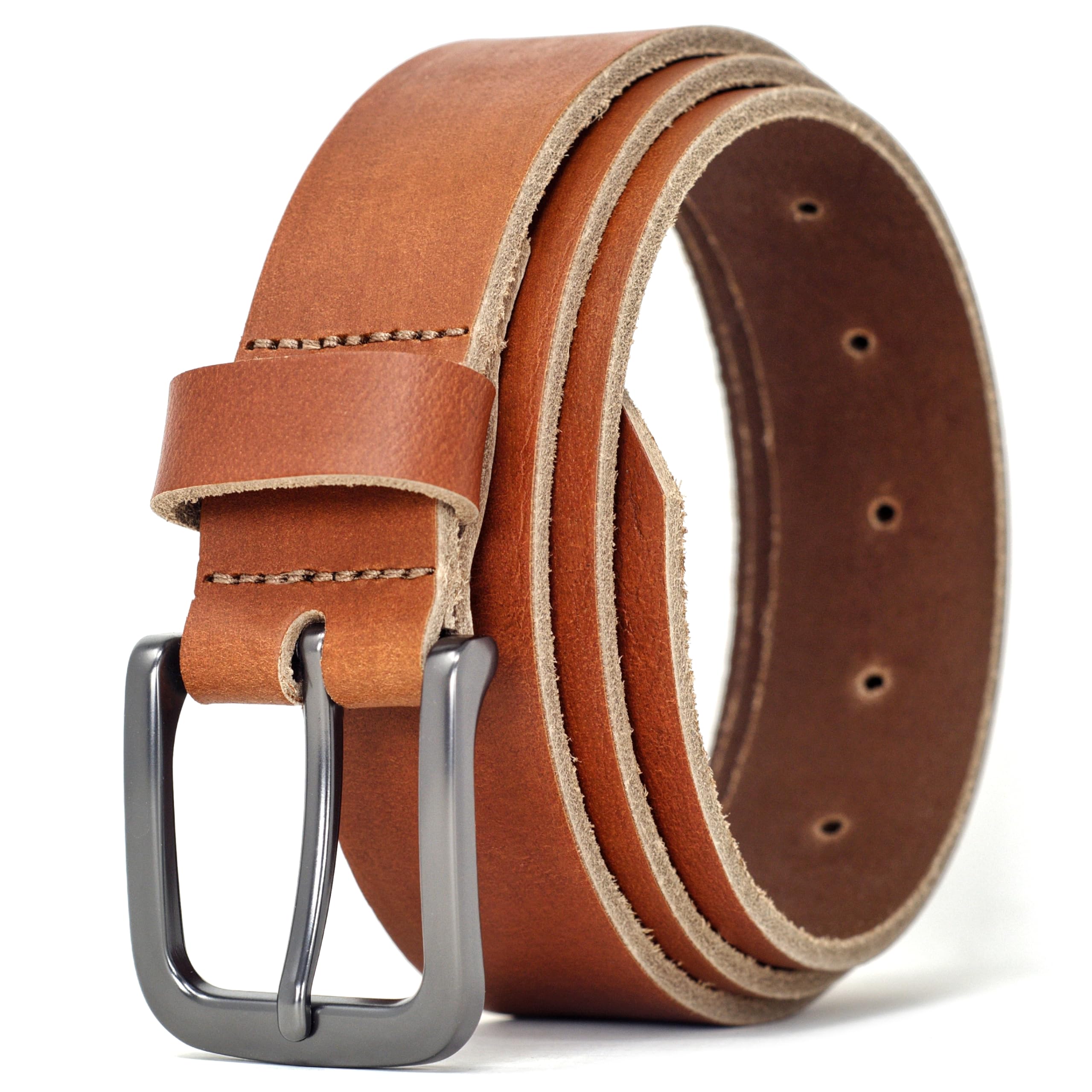 Ashford Ridge Men’s 35mm Full Grain Leather Belt – Classic Casual & Formal Belt with Matte Buckle – Made in England - Tan Large — image 1