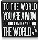 TJ.MOREE Birthday Gifts for Mom, Christmas Gift for Mother 6x6 Wood Box Sign “To the World You Are a Mom, But to Our Family Y