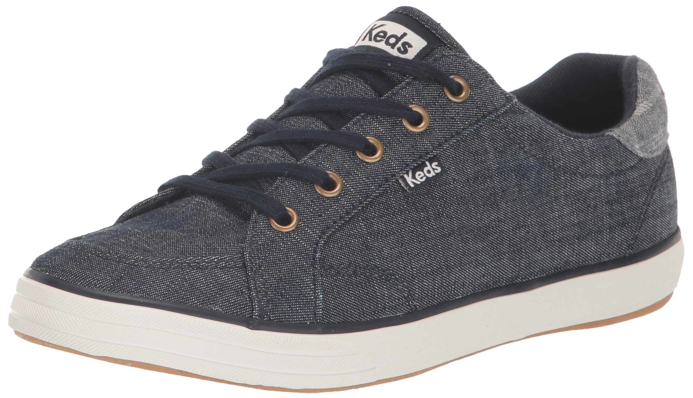 Keds Center 3 Lace Up, Sneaker Womens, Navy Denim Plaid, 5 Wide Image Keds Center 3 Lace Up, Sneaker Womens, Navy Denim Plaid, 5 Wide Image