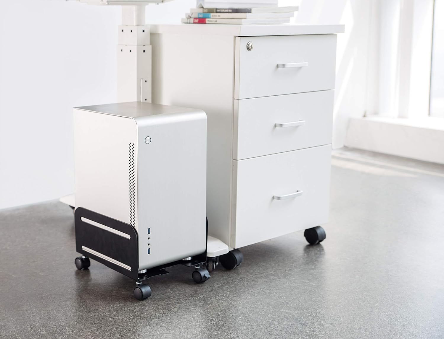 TechOrbits Computer Tower Stand - Mobile PC Stand - Adjustable Desktop CPU Holder Cart with Lockable Caster Wheels : Electronics