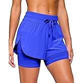Soothfeel Women's 2 in 1 Running Shorts 5" Athletic Shorts High Waisted Workout Gym Tennis Exercise Shorts with Liner Pocket